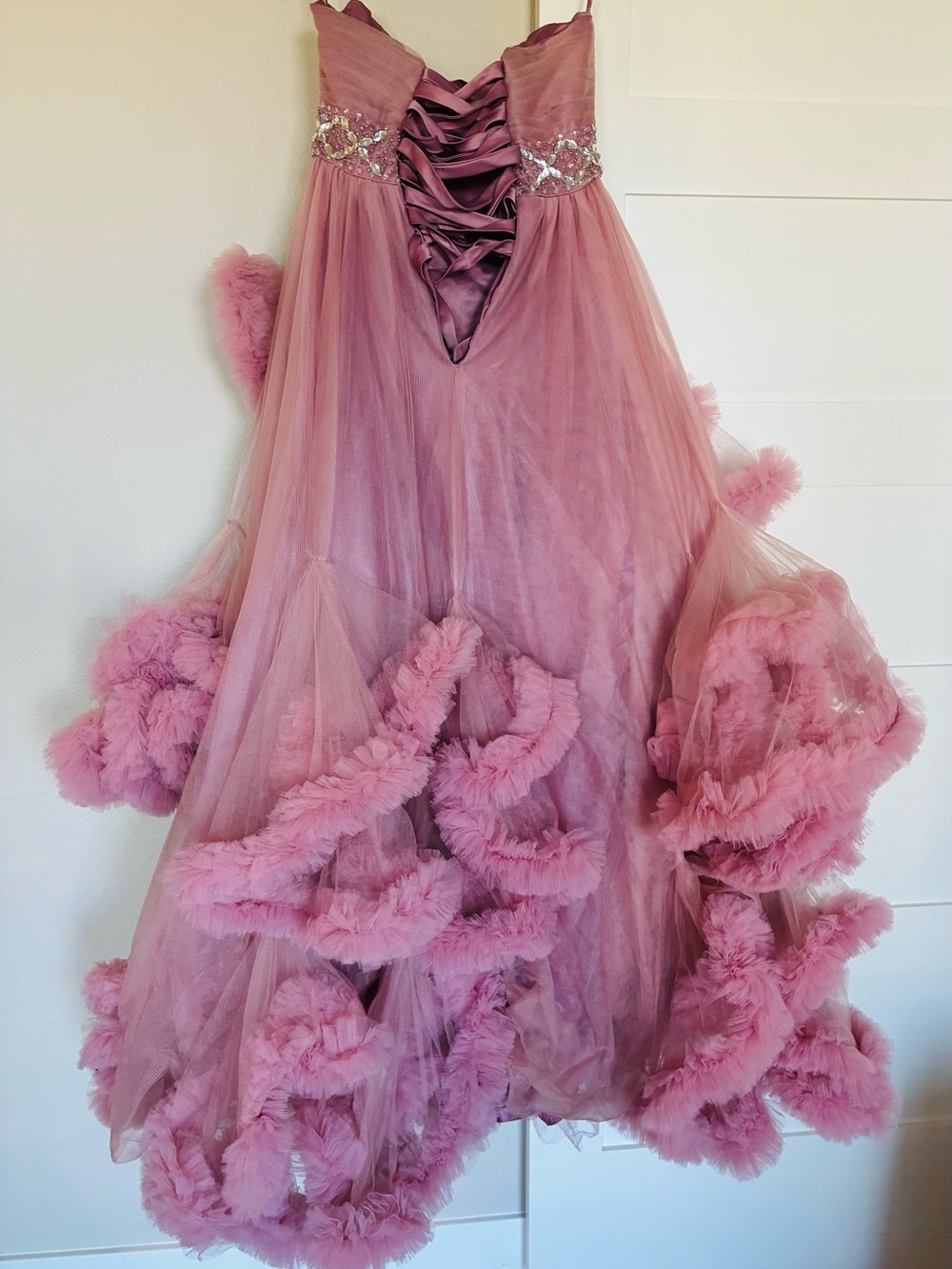 Statement Pink Ruffle Gown | One Size - Picture 6 of 11